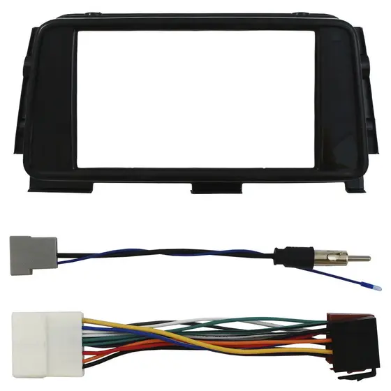 Kit Moldura Painel 7 Pol Kicks 2016 2017 2018 2019 2020 2 Din Black Piano Chicote Som Plug Antena