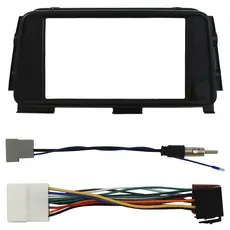 Kit Moldura Painel 7 Pol Kicks 2016 2017 2018 2019 2020 2 Din Black Piano Chicote Som Plug Antena