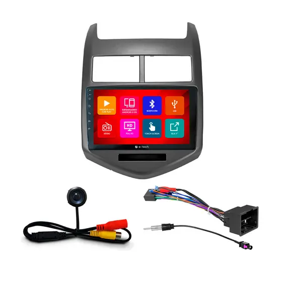 Kit Multimídia 9 Pol Sonic 2012 2013 14 15 16 2017 2018 Android Auto CarPlay Qa+ 2 Din Grafite Espelhamento Android Ios