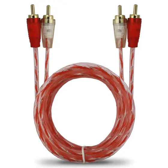 Cabo Rca Automotivo Blindado Stetsom 1 Metro Flexível Conectores Alta Pressão Banhados Bronze Injetado PVC