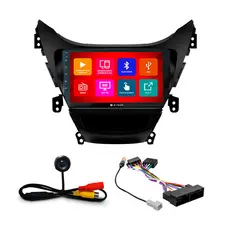 Kit Multimídia 9 Pol Elantra 2012 2013 2014 Android Auto CarPlay Qa+ 2 Din Preto Espelhamento Android Ios Camera Ré
