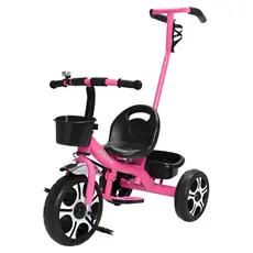 Triciclo Infantil 2 Cestas Rosa Zippy Toys TA21M1 Pedal Removível Buzina Apoiador Ajustável Até 25 kg