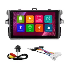 Kit Multimídia 9 Pol Corolla 2008 2009 2010 2011 2012 2013 Android 2Gb Ram 32Gb Flash Quad-Core 2 Din Grafite Wifi Gps