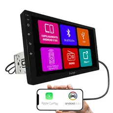 Central Multimídia 9 Pol Android Auto Carplay Fio H-Tech HT-9001CA 2 Din Bluetooth Usb Fm Tela Full Hd Fundo 1 Din