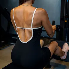 Macaquinho Básico Feminino Fitness Academia Costas Abertas em Microfibra - Virginia/Bru