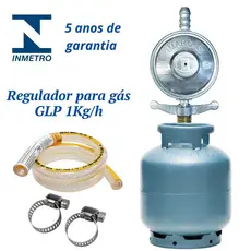Kit Premium Registro Regulador de Gás de Cozinha Mangueira 1,25m + Abraçadeira