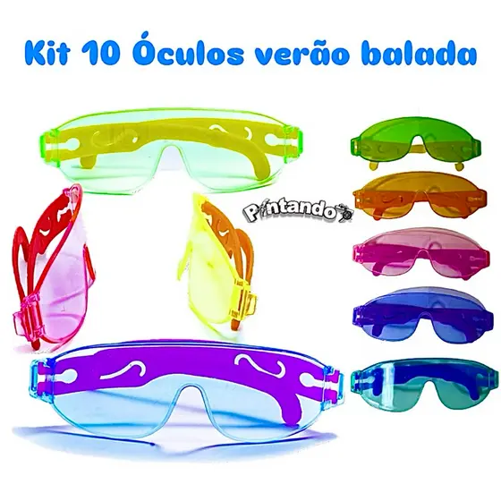 Kit 10 Óculos Coloridos Verão sem Grau Lembrancinha Festas Infantil Casamento Formatura Balada