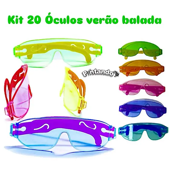 Kit 20 Óculos Coloridos Verão Sem Grau Lembrancinha Festa Infantil Casamento Formatura Balada