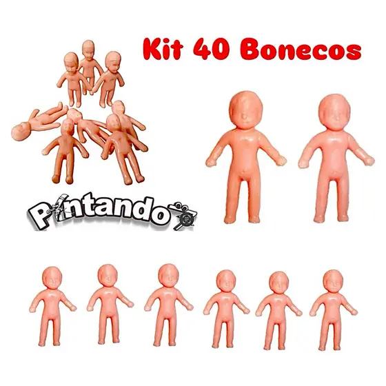 Kit 40 Bonecos Pelado Claro Brinquedo Lembrancinha Festa Infantil Chá de Bebê Maquete