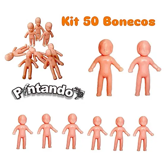 Kit 50 Bonecos Pelado Claro Brinquedo Lembrancinha Festa Infantil Chá de Bebê Maquete