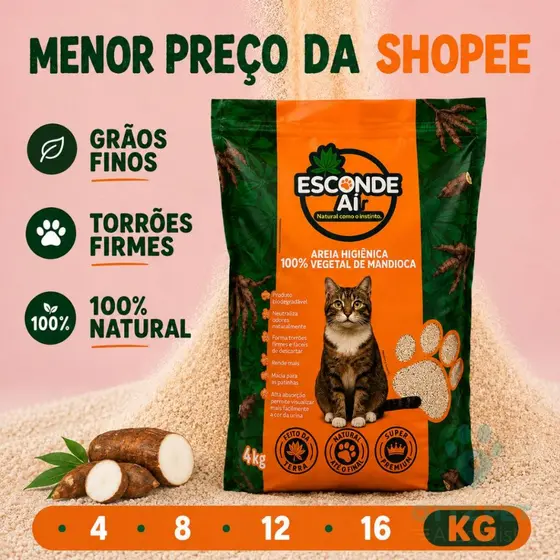 Areia de Mandioca Esconde Aí 4kg Biodegradável Natural