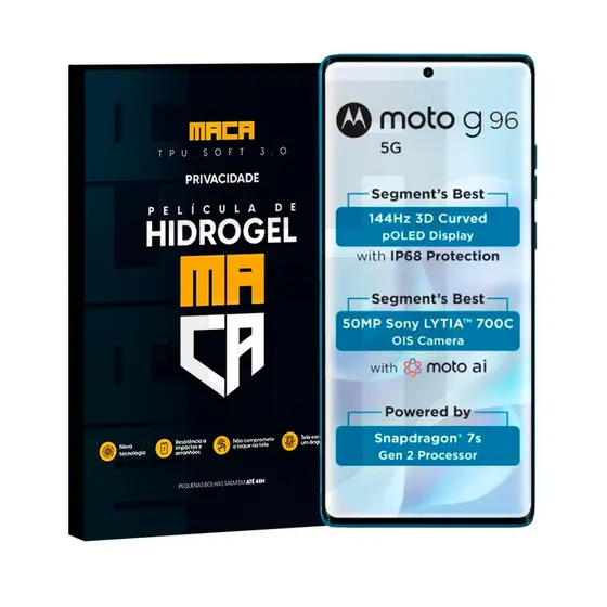 Película Hidrogel Frontal Moto G96 5G Fosca Privacidade
