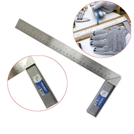 Esquadro Profissional Cabo em Alumínio Régua Inox 30cm