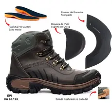 Coturno Undersport Adventure Couro Legítimo Masculino Feminino Bota Tratorada Segurança EPI