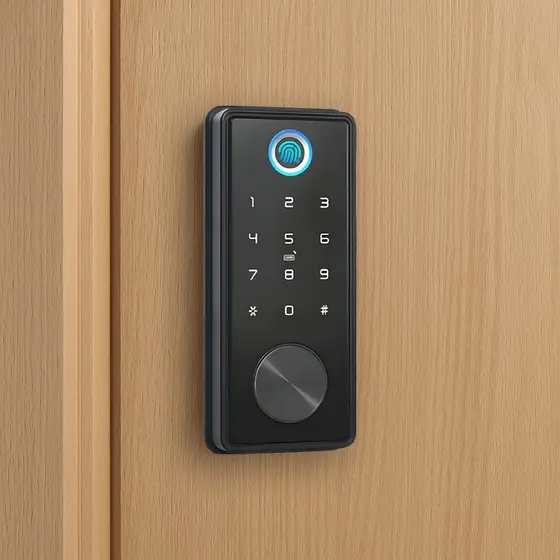 Tranca Eletronica Senhas Digital Biometria Wifi Aplicativo Tuya Smart Fechadura s/ Maçaneta Preta Prata Abertura Remota