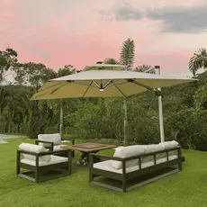 Guarda Sol Ombrole Lateral 3,5m Piscina Jardim Led Off White Lisa