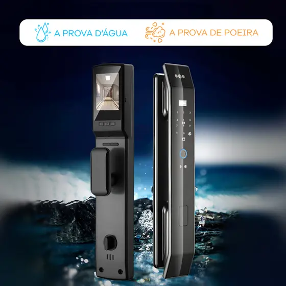 Puxador Eletrônico Digital Inteligente Biometrica Face ID 3D Wifi Tuya App Senhas Abertura Remota Câmera Alta Definição