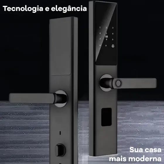 Maçaneta Eletrônica Alto Padrão Luxo com Wifi Aplicativo Tuya Abertura Remota Senhas Biometria Digital Cartão Tag