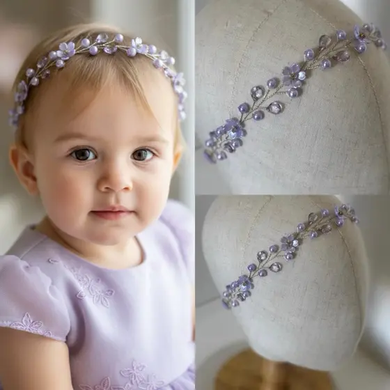 Tiara Lilás roxo flores delicadas,daminhas,aniversario, casam