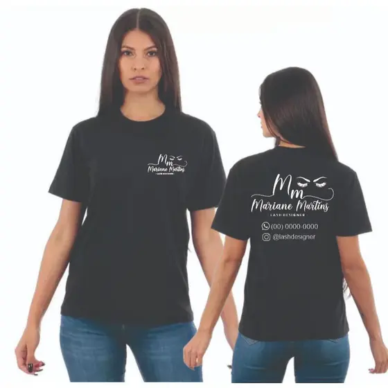 Camiseta Lash Designer Personalizada Blusa Estampa Uniforme Alongamento Cílios Extensão