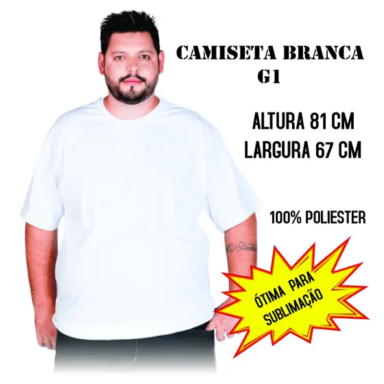 Camiseta Blusa Branca Plus Size 100% Poliester Basica Lisa Sublimacao Promocao Envio Rapido Premium