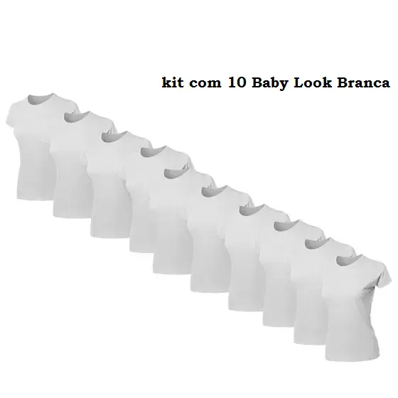 10 Baby Look Branca Revenda Camiseta Sublimação 100% Poliester Atacado Oferta Camisa Feminina