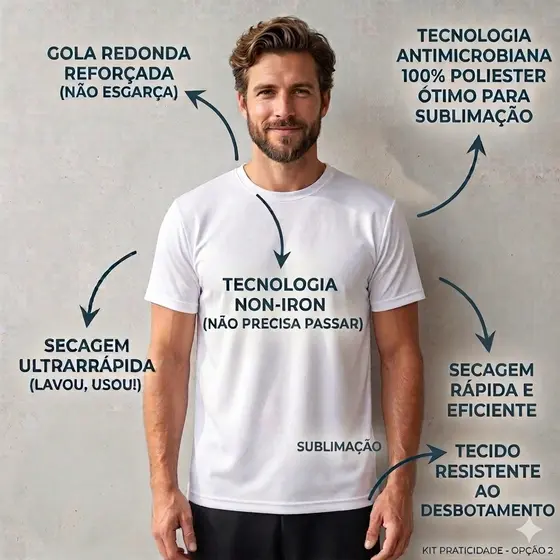 4 CAMISETAS BRANCA MALHA CASUAL 100% POLIESTER SUBLIMAÇÃO