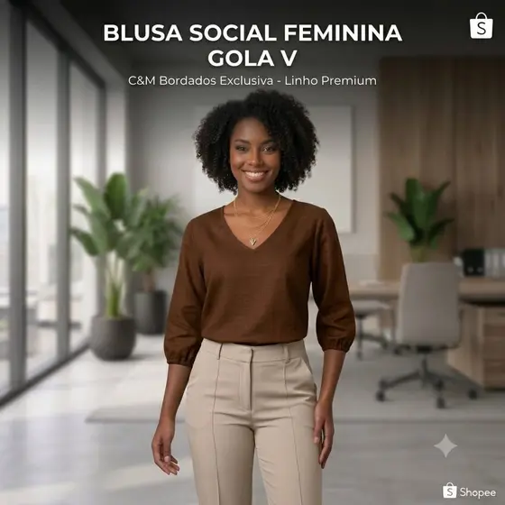 Blusa Feminina Manga 3/4 Linho Evangelica Moda Social Trabalho Casual