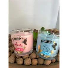 Vela Aromática de Vidro 180g "Amor e Paz" - Aroma Floral Artesanal