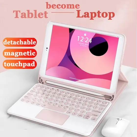 Capa protetora para IPAD 7 8 9 10 geração A16 air 3 4 5 pro 11 com teclado bluetooth sem fio e bandeja para canetas