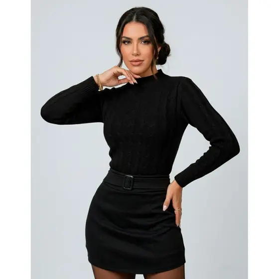 Blusa De Frio Sueter Feminino Manga Longa Tricot Trança Moda Outono Mãe Fashion 2025