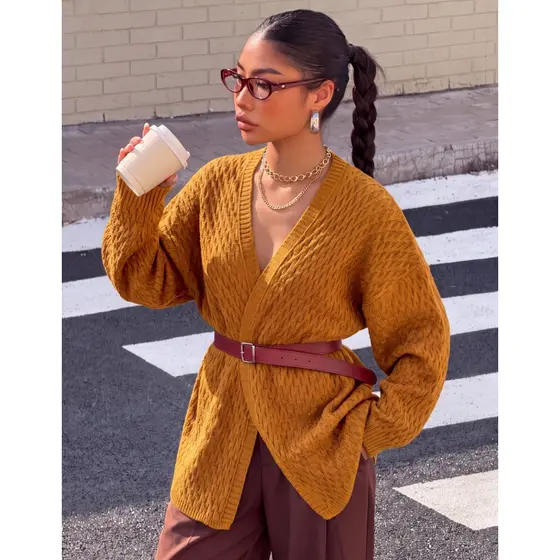 Cardigan Casaco Clássico Feminino Tricot Modal Meia Manga Inverno Social Aberto Presente Moda Gringa