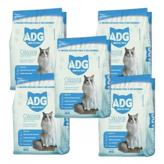Areia Para Gatos Adg Areia De Gato Clássica C/ 5 Uni 4kg