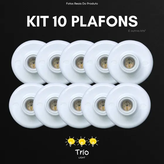 Kits Diversos Plafon Soquete E27 Branco Bivolt Plafonier Redondo Luminaria Bocal de Teto Expedição