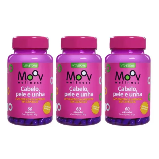 Cabelo Pele e Unha Vitamina Biotina Zinco Multivitamínico Feminino Unhas Fracas 60 Cápsulas Moov Wellness