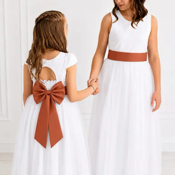 Faixa e Laço Dama de Honra Infantil Acessório Vestido Festa e Terracota  Cobre REF4196
