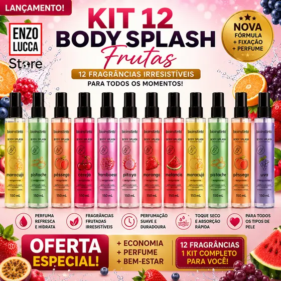 Desodorante Corporal Body Splash 130ml Bio Instinto 12 unid