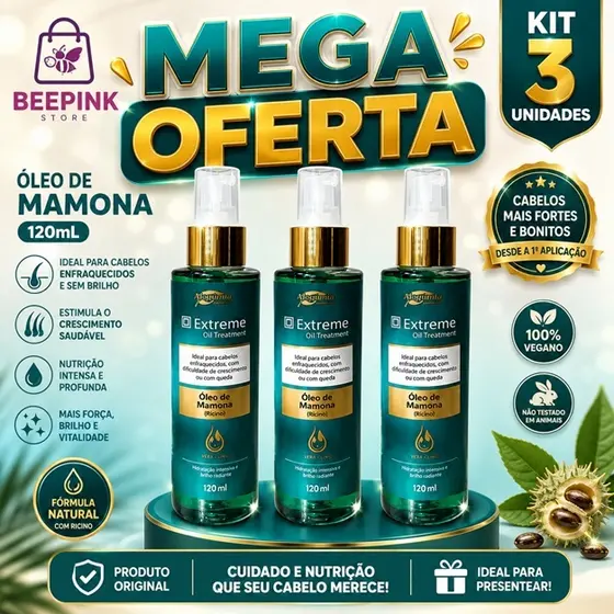 Kit 3 Unidades: Óleo Capilar Mamona 120mL Alquimia