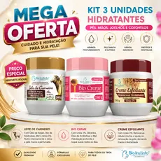 Kit 3 unid Sebo Argan 240g + Bio Creme 240g + Creme Esfoliante 240 Bio Instinto