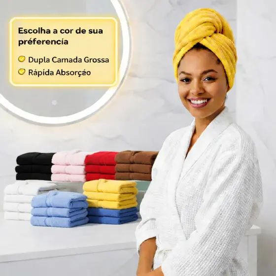 Toalha De Cabelo Banho Toalha Grossa Mágica Para Secar Cabelo De Microfibra Grossa