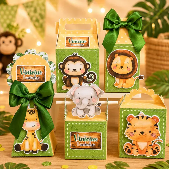 Kit Festa Safari menino Personalizado Pegue e Monte Lembrancinhas Festa Infantil