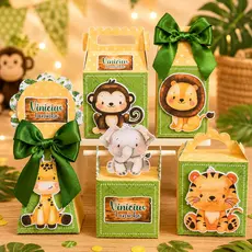 Kit Festa Safari menino Personalizado Pegue e Monte Lembrancinhas Festa Infantil