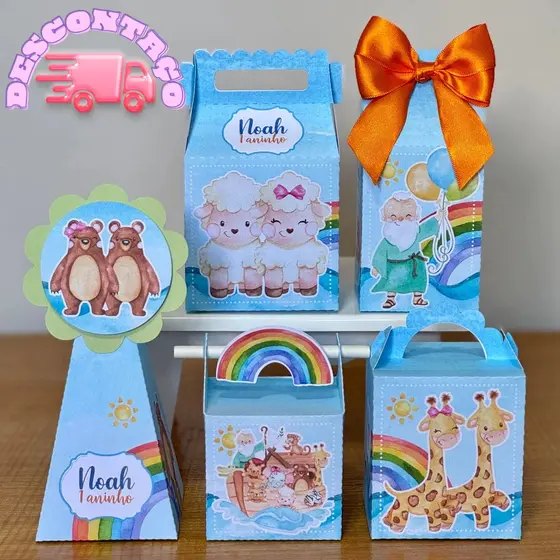 Kit Festa Arca de Nóe Personalizado Pegue e Monte Lembrancinhas Festa Infantil