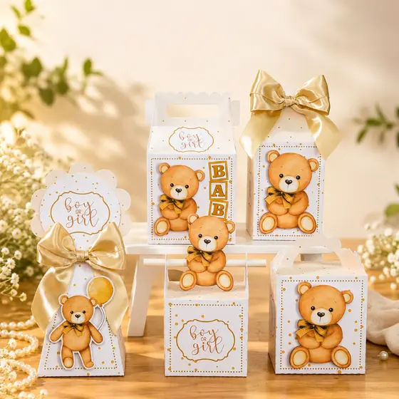 Kit Festa Chá de Bebê Neutro Bege  Personalizado Pegue e Monte Lembrancinhas Festa Infantil