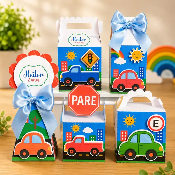 Kit Festa Carrinhos Personalizado Pegue e Monte Lembrancinhas Festa Infantil