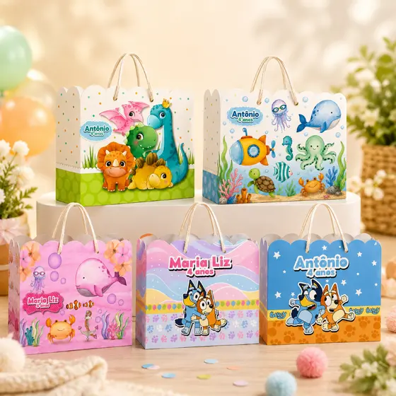 Sacolinha Personalizada Festa Infantil Diversos Temas Lembrancinha Aniversário