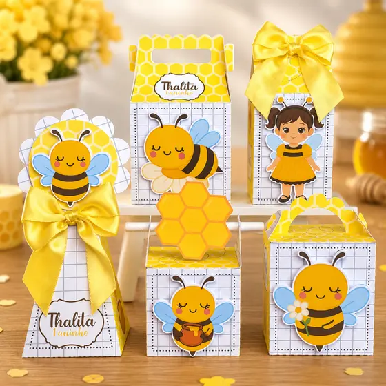 Kit Festa Abelhinha Personalizado Pegue e Monte Lembrancinhas Festa Infantil