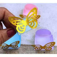 50 Forminhas de Doces com Borboleta Dourada - Festa Luxo Jardim Encantado