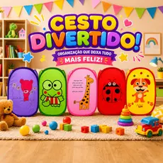 Cesto Organizador Infantil Bebe - Brinquedos e Roupas Sujas - Dobrável Telado Multiuso Armazenamento