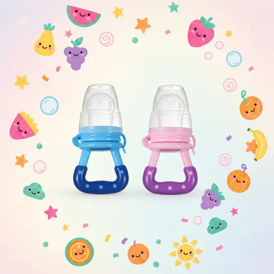 Kit 2 Chupeta Alimentadora Bebê Silicone Segura para Frutas Legumes Alimentos Introdução Alimentar